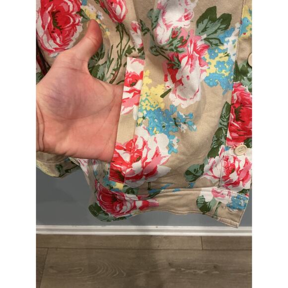 Vermont Company Womens Canvas Jacket Size 1X Beige Floral Cottagecore Country - Picture 5 of 6